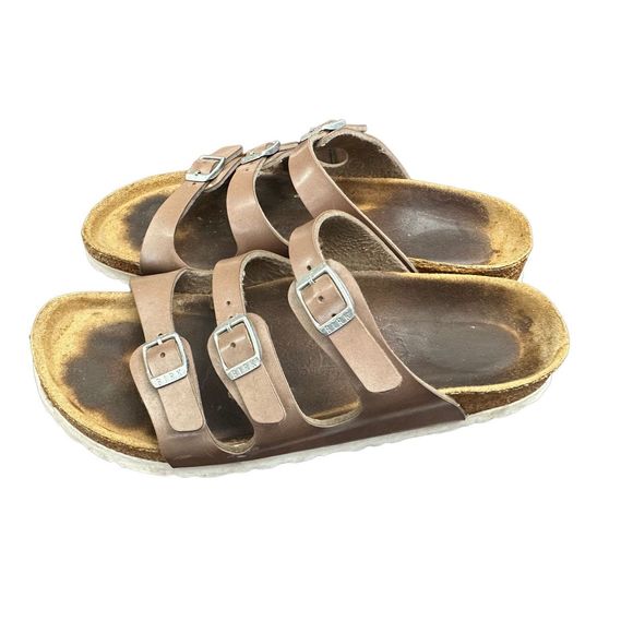 Birkenstock Florida Soft Footbed “Pearly Hazel” Mocha Shiny Size 39 Narrow Fit - Picture 2 of 7